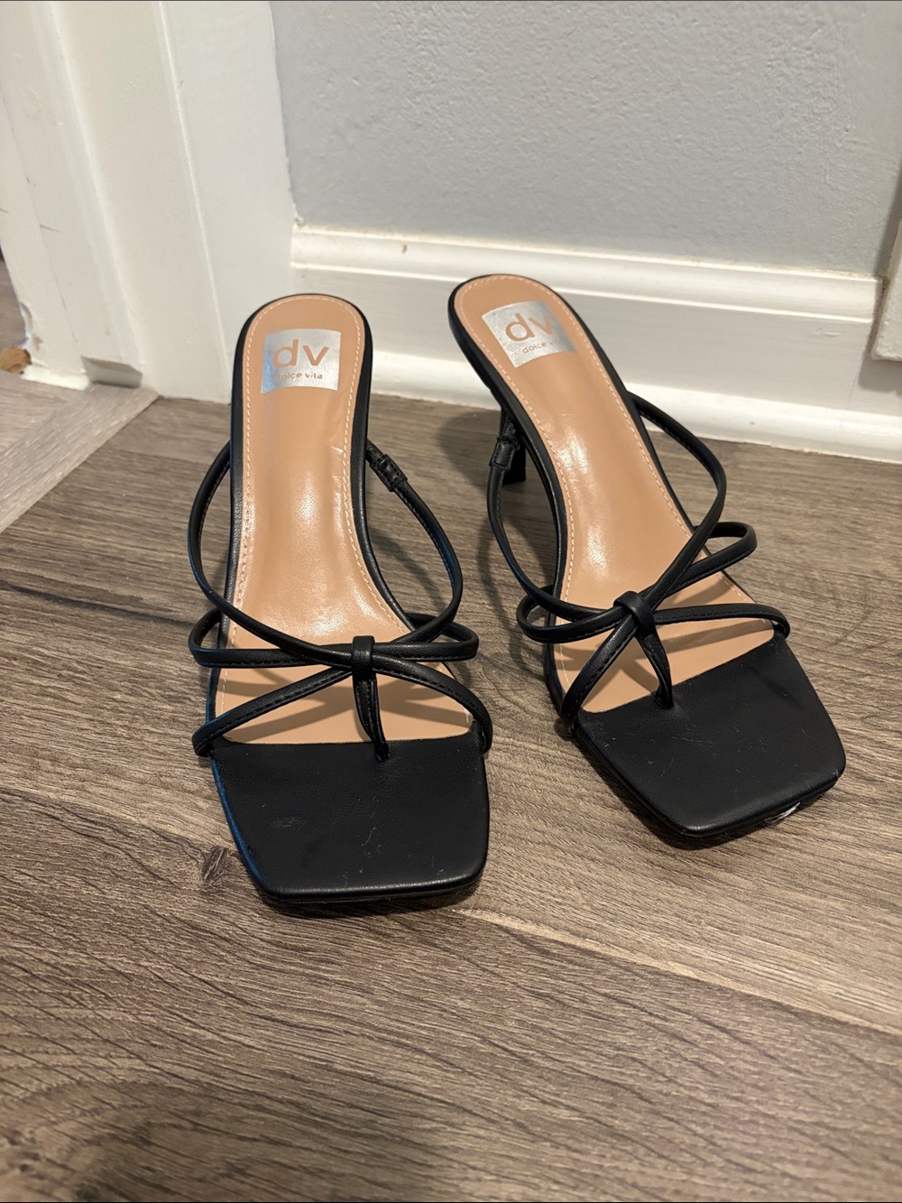 DV by Dolce Vita Black Knot-Front Square Toe Mules
